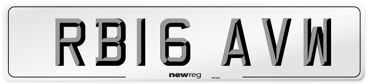 RB16 AVW Number Plate from New Reg
